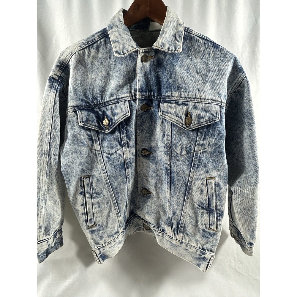 Vintage Palmetto Acid Wash Denim Jean Jacket Made in USA Retro 80s 90s Sz XS/SM